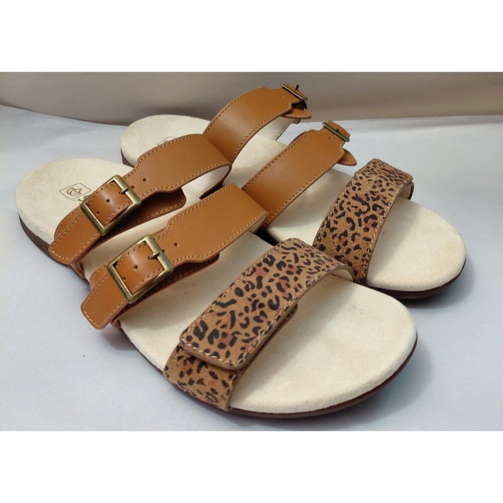 Spenco 3 Strap Animal Print Adjustable Slide Sandalls Women's Size 9.5D